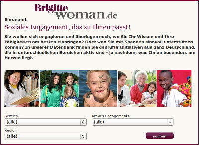Ehrenamt-Engagement-Datenbank von BRIGITTE-woman.de